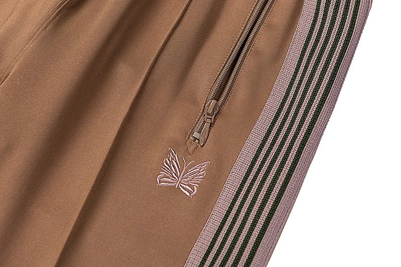 good quality brown motion casual pants men woman lovers trend side edge weaving embroidery drawstring loose trousers unique default style 4812