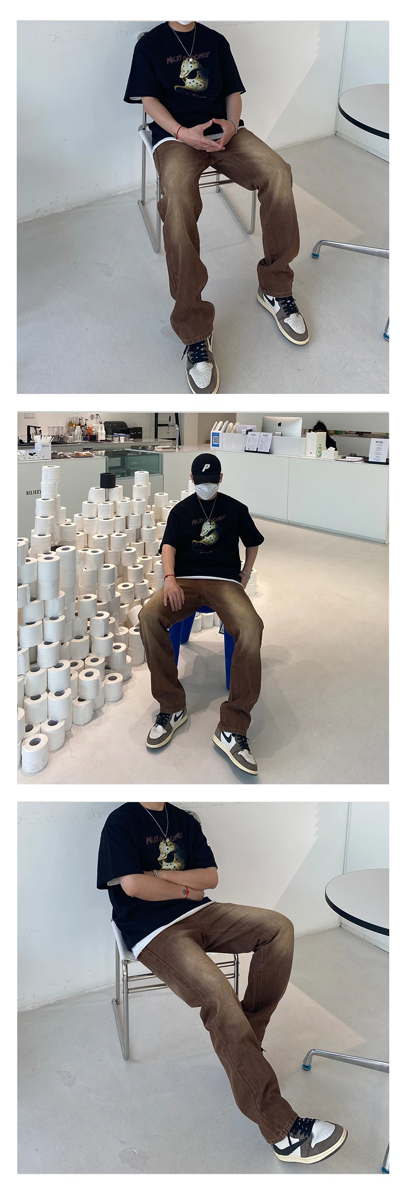 Brown Baggy Jeans Men Fashion Retro Casual Straight Jeans Men Streetwear Korean Hip Hop Denim Pants Mens Trousers S-2XL Street King Limited
