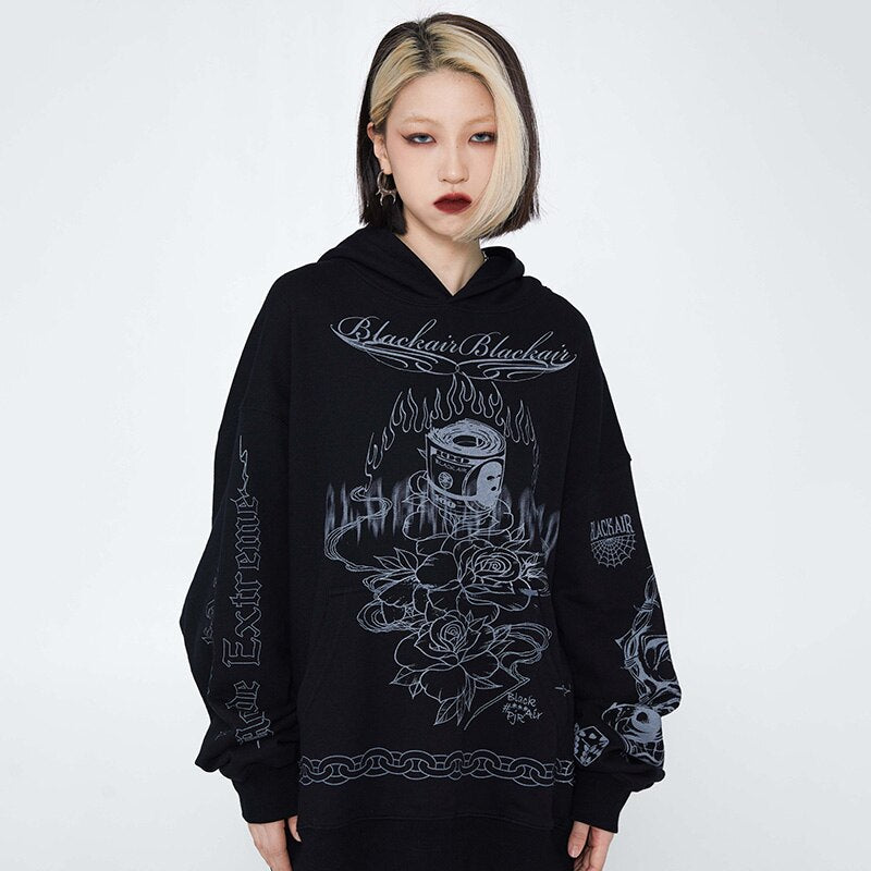 "Chain On Fire" Unisex Men Women Streetwear Graphic Hoodie Daulet Apparel