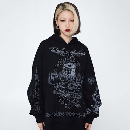 "Chain On Fire" Unisex Men Women Streetwear Graphic Hoodie Daulet Apparel