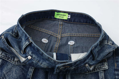 2024 multi pocket jeans vintage mens harajuku cargo denim pants retro hip hop straight loose jean pants 1 unique cargo style 240