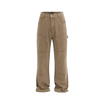solid color straight casual ropa hombre mens jeans streetwear pocket baggy cargo pants loose casual denim trousers oversized baggy cargo bottoms