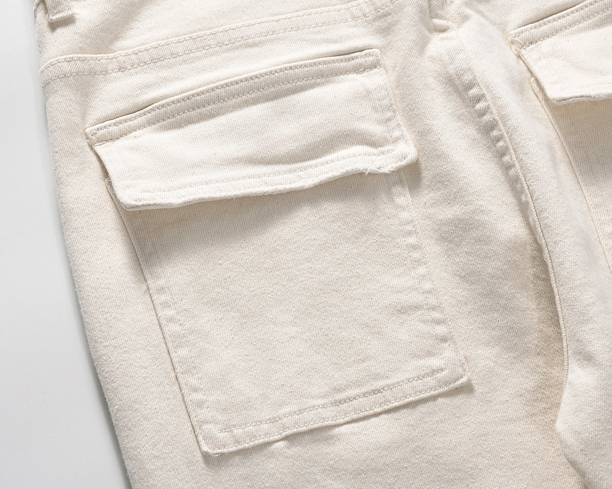 high street white color solid cleanfit casual jeans for men straight baggy pockets loose cargo pants y2k oversize denim trousers unique cargo style 1180