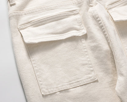 high street white color solid cleanfit casual jeans for men straight baggy pockets loose cargo pants y2k oversize denim trousers unique cargo style 1180