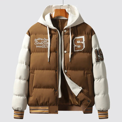 Winter Warm Parka Men Women Hooded Patchwork Baseball Jackets Embroidered Loose Casual Cotton-padded Fashion Outwear Couple New Street King Limited