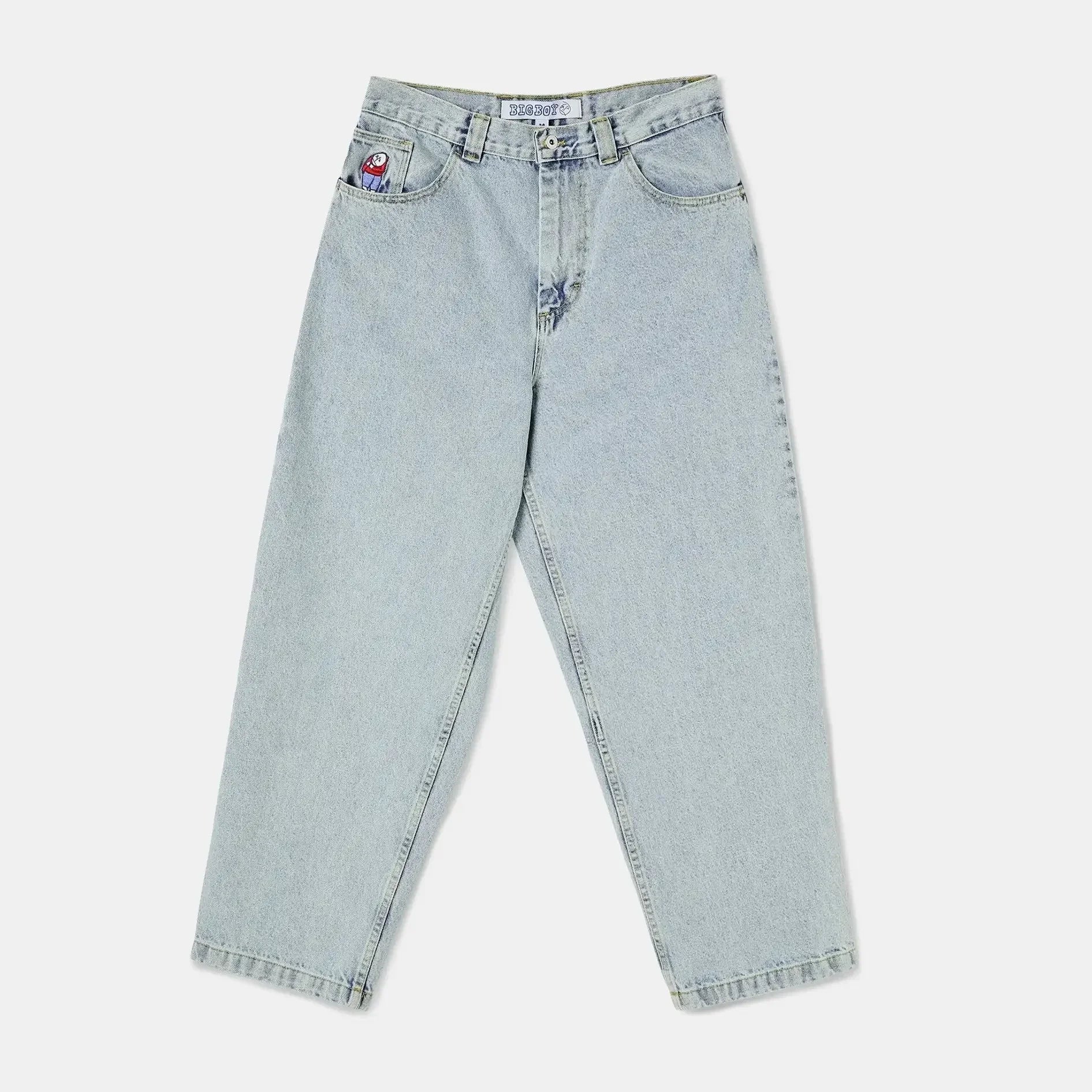 hip hop polar big boy jeans streetwear cartoon embroidery y2k pants vintage blue baggy jeans mens womens high waist wide trouser unique jeans style 4126