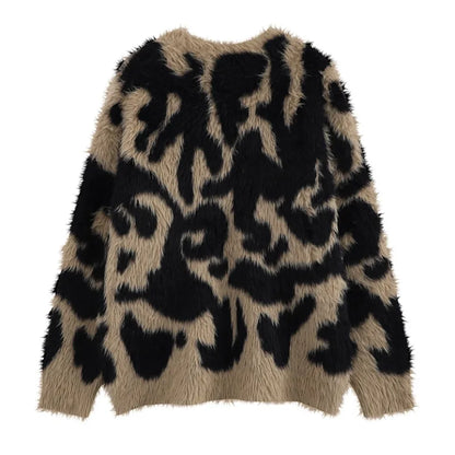 Irregular Contrast Color Knitted Sweater Unisex Harajuku Sweater Casual Warm Furry Pullover Streetwear Sweaters Jumpers Knitwear Street King Limited
