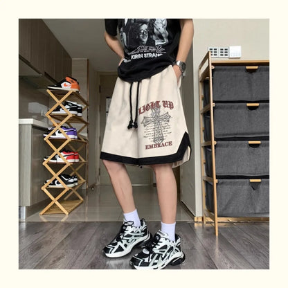 high street hip hop men and women summer personalized capris american trendy letter printing loose sports casual shorts y2k techwear shorts