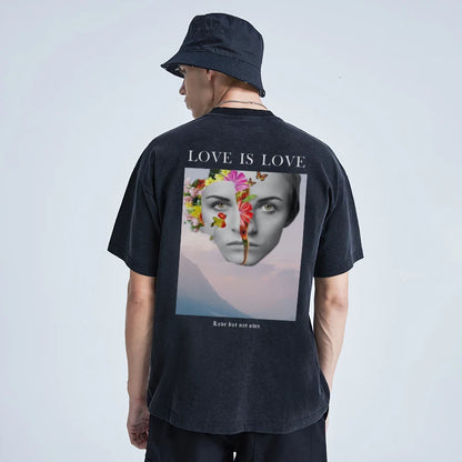 Rainbowtouches Washed Men's New T Shirt Vintage Unisex Original Design Shirt High Street Graphic Fashion Loose Mens T Shirts Street King Limited