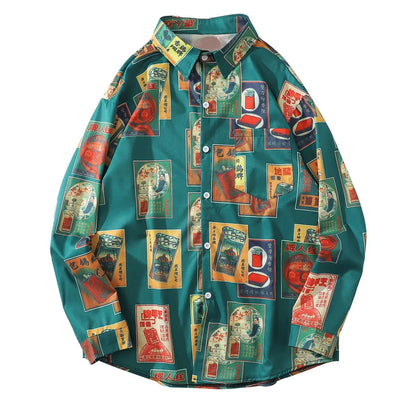 Streetwear Gonthwid Hawaiian Beach Shirts Harajuku Vintage Poster Print Long Slee Gonthwid Hawaiian Beach Shirts Harajuku Vintage Poster Print Long Sleeve Aloha Party Holiday Shirt Mens Casual Button Down Tops Fashion Sweater Jacket With Graphic Design For Men