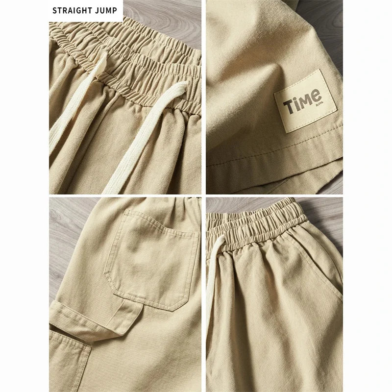 summer american casual retro shorts for men 2025 new loose straight short sweatpant streetwear fashion five point baggy bermudas relaxed fit joggers