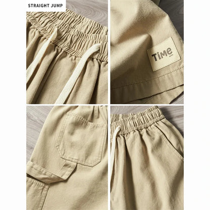 summer american casual retro shorts for men 2025 new loose straight short sweatpant streetwear fashion five point baggy bermudas relaxed fit joggers