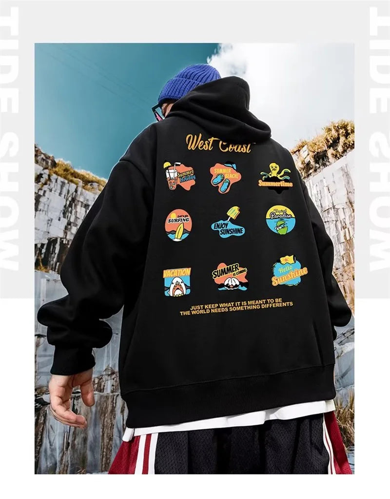 West Coast Graffiti Graphic Hoodie Sweatshirts Men Autumn Pullovers Hoodies Casual Male Y2K Streetwear Top Hip Hop Tracksuit Street King Limited
