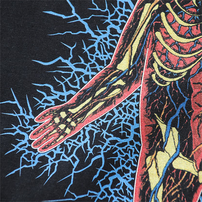 Summer Vintage Retro Skeleton Print High-Street Cotton Casual Loose Tops T-Shirt Street King Limited