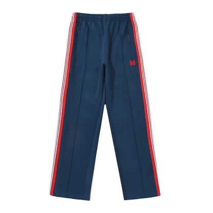 blue pattern embroidery casual motion pants men woman fashion street side edge weaving straight cylinder trousers unique default style 4518