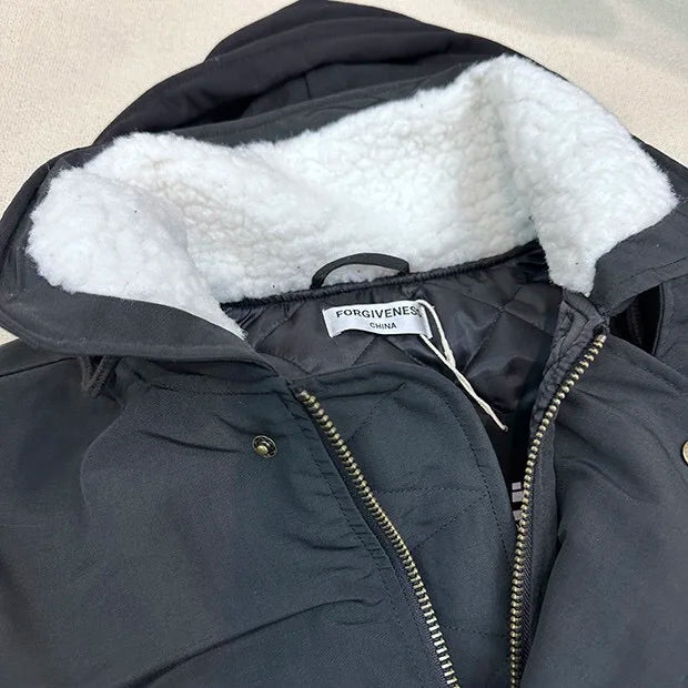 2024AW new cotton dress solid color hooded multi-pocket jacket Street King Limited