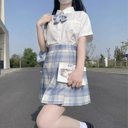 Jk Uniforms Gyaru School Uniform for Girl Student Pleated Skirt Uniform Set Women Short Sleeve Bow Tie Seifuku Japanese Style Street King Limited
