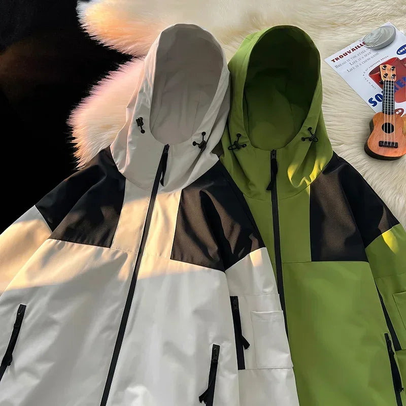 american style clash color waterproof jacket for men new outdoor climbing windbreaker casual punching jackets male coats clean everyday pants
