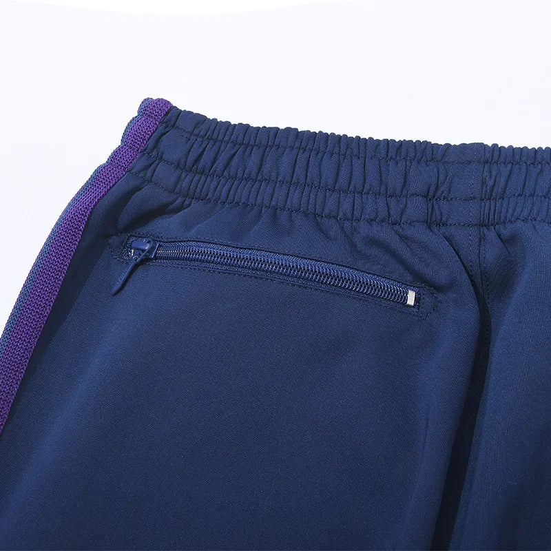 blue pattern embroidery casual motion pants men woman fashion street side edge weaving straight cylinder trousers unique default style 4580