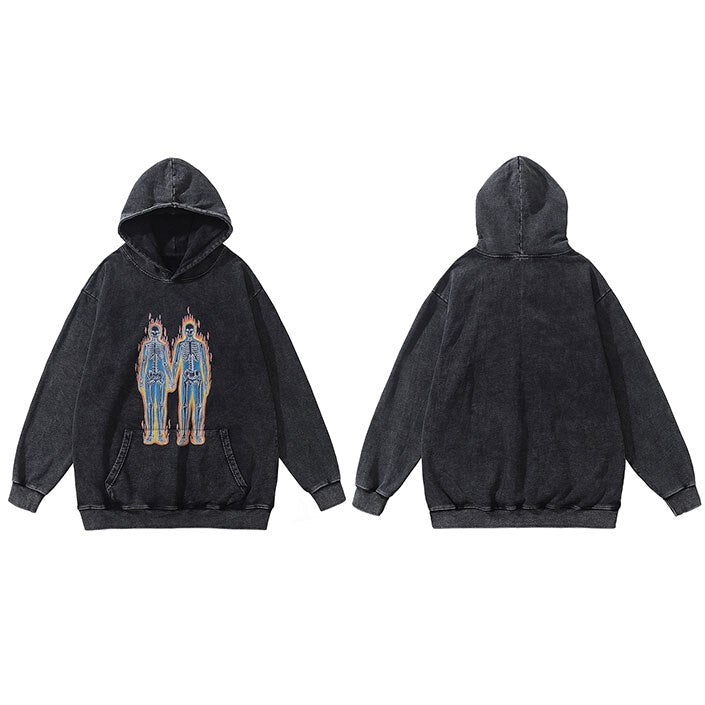 "Retro Flame" Unisex Men Women Streetwear Graphic Hoodie Daulet Apparel
