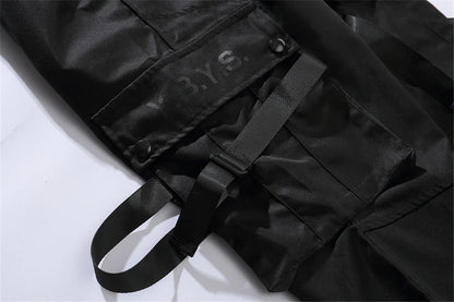 US Size Streetwear Sweatpants Men Jogger Ribbon Pocket Elastic Waist 2022 Fashion Hip Hop Mens Joggers Cargo Black Pants HZ155 Street King Limited
