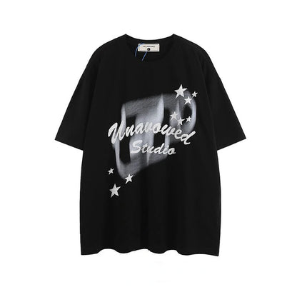 Fashion korean style personality printed graphic T shirt summer men women street hip hop Y2K Simplicity retro oversized T shirt Street King Limited