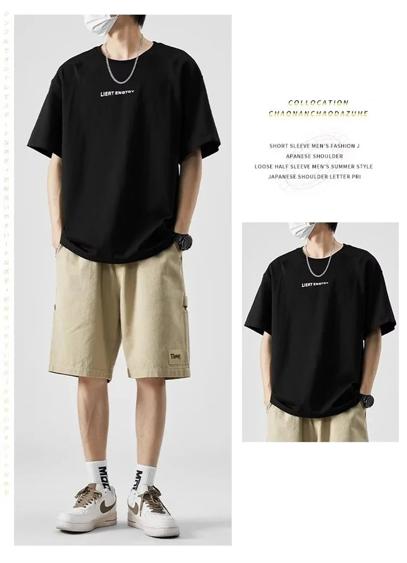 summer american casual retro shorts for men 2025 new loose straight short sweatpant streetwear fashion five point baggy bermudas unique joggers style 342