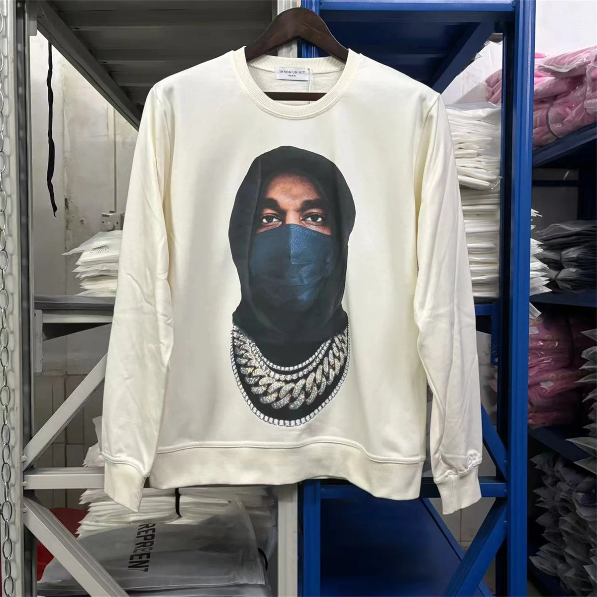New 242SS Portrait Print High-Street Full Cotton Quality Heavyweight Casual Loose Pullover Long Sleeve Sweatshirt Tops For Men Street King Limited
