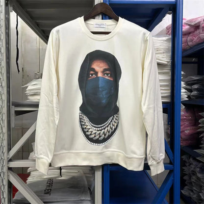 New 242SS Portrait Print High-Street Full Cotton Quality Heavyweight Casual Loose Pullover Long Sleeve Sweatshirt Tops For Men Street King Limited