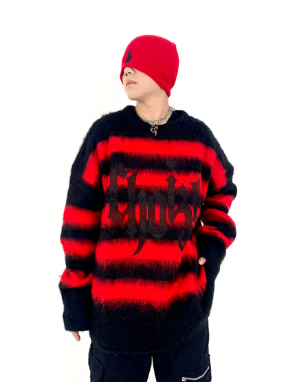 Hip Hop Striped Oversized Sweater Mens Autumn Winter Punk O-neck Long Sleeve Pullover Streetwear Casual Loose Sweaters Clothing Street King Limited