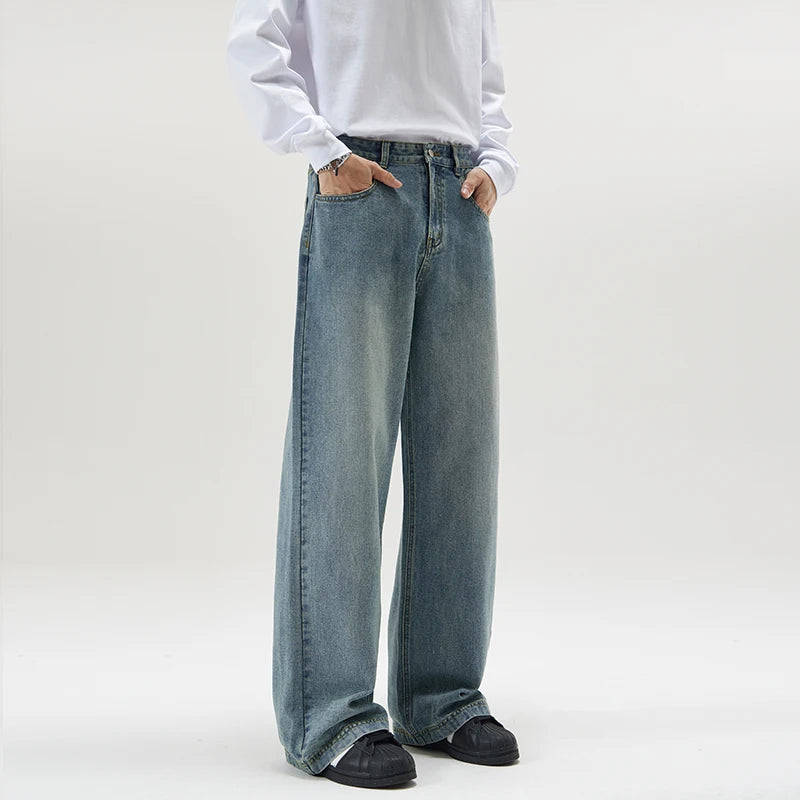 men wide leg straight streetwear fashion loose casual vintage denim baggy jeans pants women y2k jeans trousers stacked flare jeans