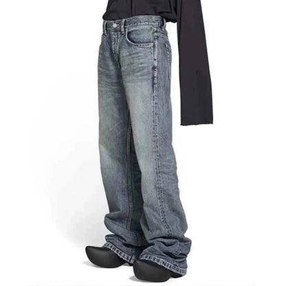 mens blue flared jeans fashion designer loose denim pants 2024 new fashion casual jeans trousers urban skinny jeans