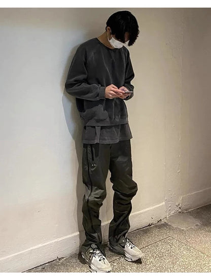 Vibe Style Nylon Rubber Pressing Joggers Men's Urban Streetwear Fashionable Adjustable Zipper Up Functional Cargo Trousers Street King Limited