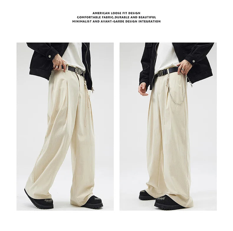 wide leg casual suit pants men japanese korean streetwear fashion loose cleanfit suit baggy pants cityboy long trousers unique default style 2048