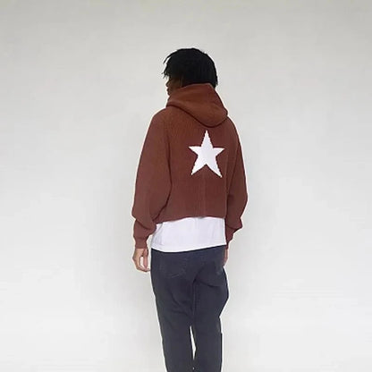 Traf-2024 Women's Sweater zssiibo Official Website Autumn and Winter New Y2K Five Star Pattern Hoodie Women's Wear Street King Limited