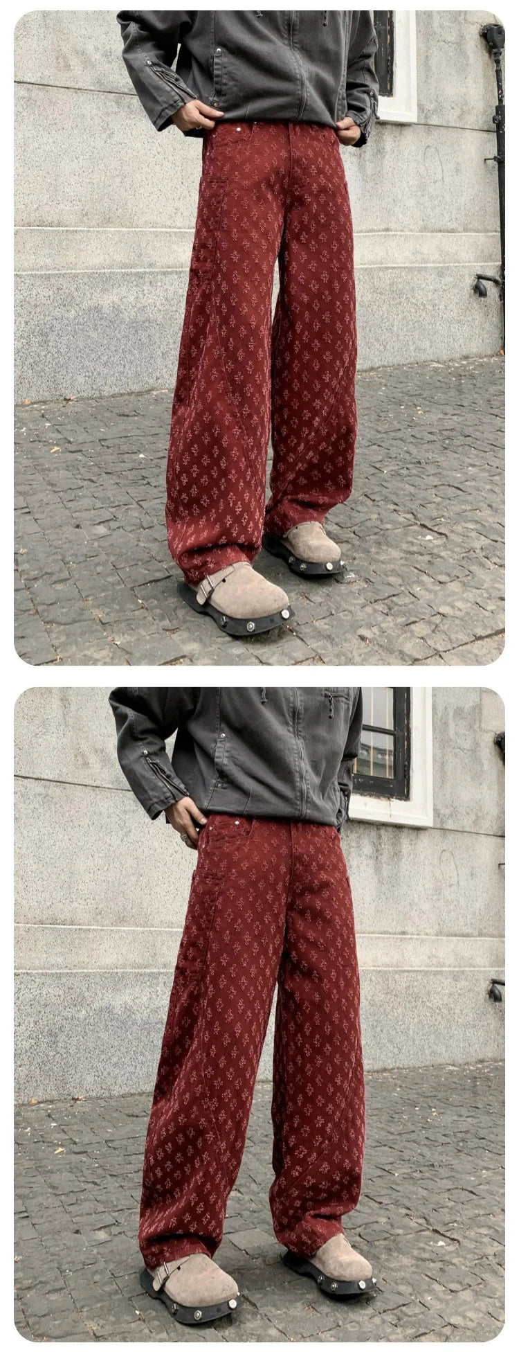 men brand fashion wash jacquard denim splice pocket loose casual wide leg baggy jeans cityboy cargo jeans pants trousers military streetwear pants