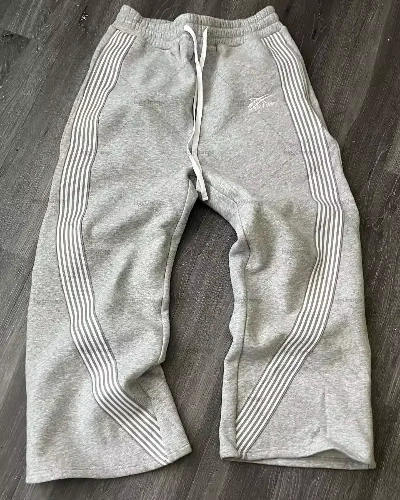 gothic retro letter embroidered trousers men y2k american high waist sports pants loose casual versatile wide leg pants women unique default style 3418