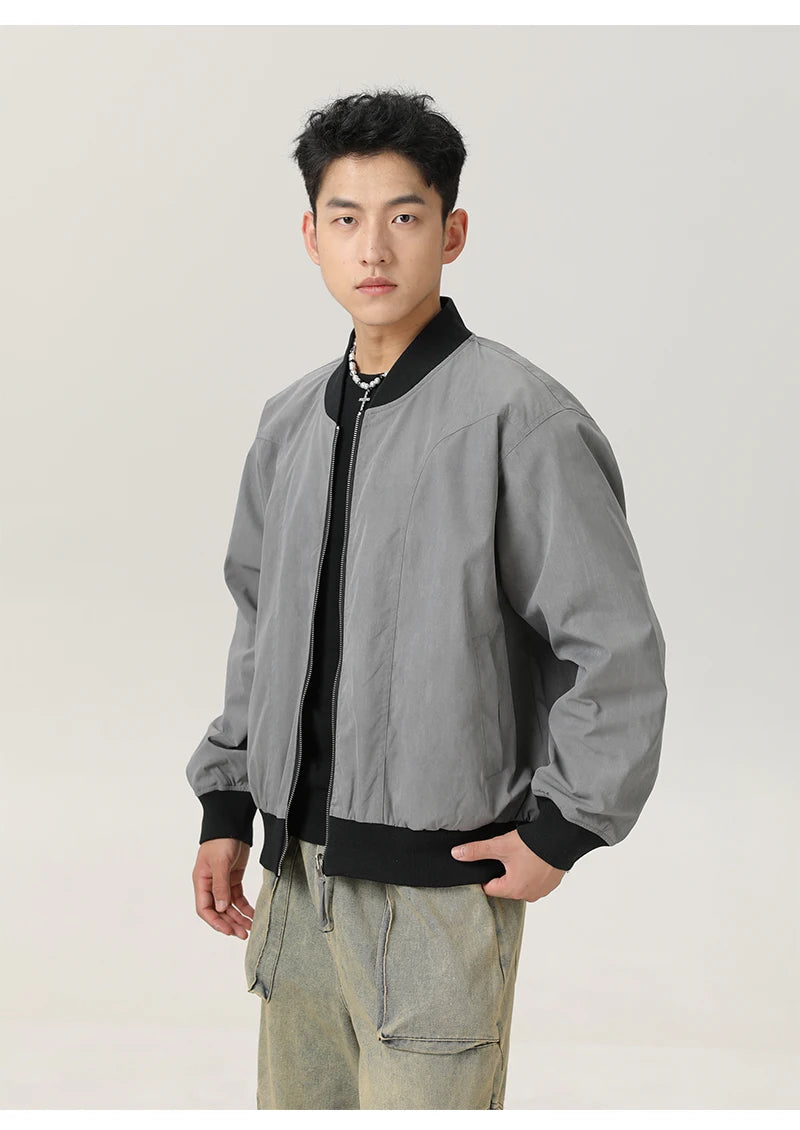 double side wearable men spring autumn streetwear fashion loose casual cargo bomber jacket boyfriend cleanfit coat outerwear unique cargo style 919