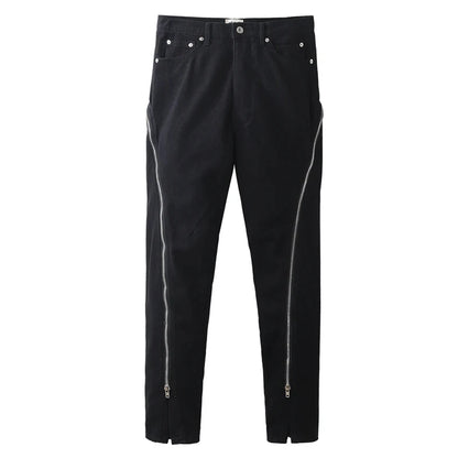ro style spiral long zipper straight baggy jeans for men and women streetwear y2k pantalones hombre casual denim trousers unique jeans style 3395
