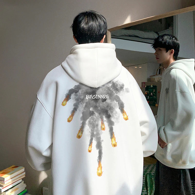 New Anime Meteorite Fall Graphic Printed Hooded Sweatshirts Hombre Hip Hop Streetwear Clothes Loose Y2K Vintage Pullover Hoodies Street King Limited