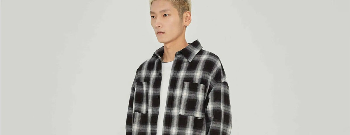 American Vintage Plaid Shirt Men's Long-Sleeved Spring And Autumn High-End Casual Shirt Jacket Street King Limited