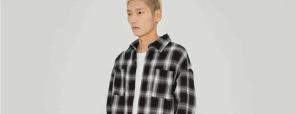 American Vintage Plaid Shirt Men's Long-Sleeved Spring And Autumn High-End Casual Shirt Jacket Street King Limited