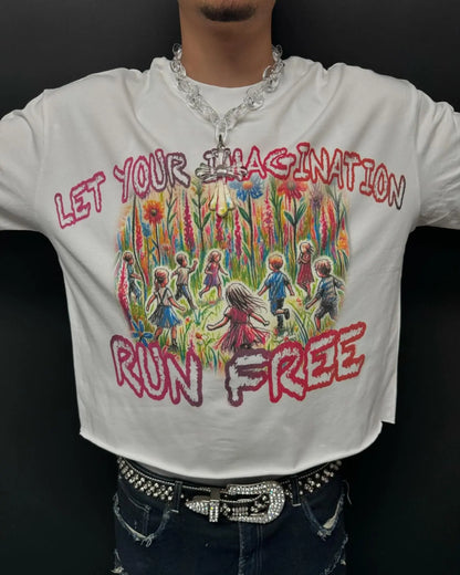 2024 Summer Colorful Cartoon Pattern Printed T-Shirt Men's Y2K Harajuku Casual Versatile Street Hip-Hop Round Neck Short Sleeve Street King Limited