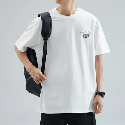 Summer Korean Pure Cotton Round Neck Short-sleeved T-shirt Men's Trendy Y2K Personalized Street Ins Casual Half-sleeved Top Street King Limited