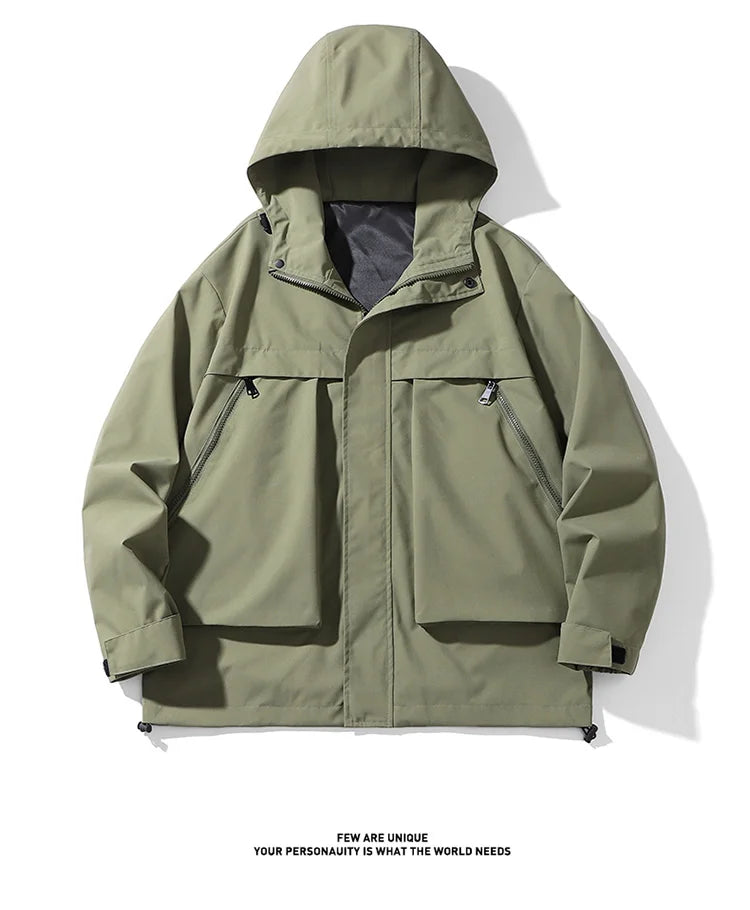 japanese outdoor jackets classic men solid color jacket spring autumn hooded coat basic zipper up windbreaker unisex outerwear unique default style 5333