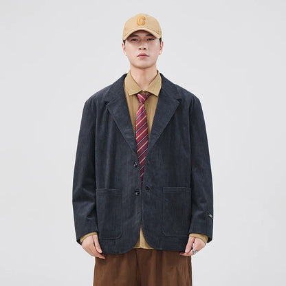 mens loose casual plus size fashion retro corduroy blazer jacket handsome man commuter business suit coat blazers outerwear minimalist street pants