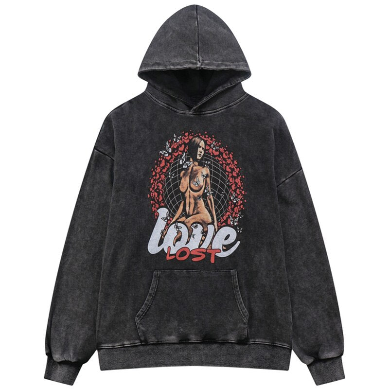 "Lost Love" Unisex Men Women Streetwear Graphic Hoodie Daulet Apparel