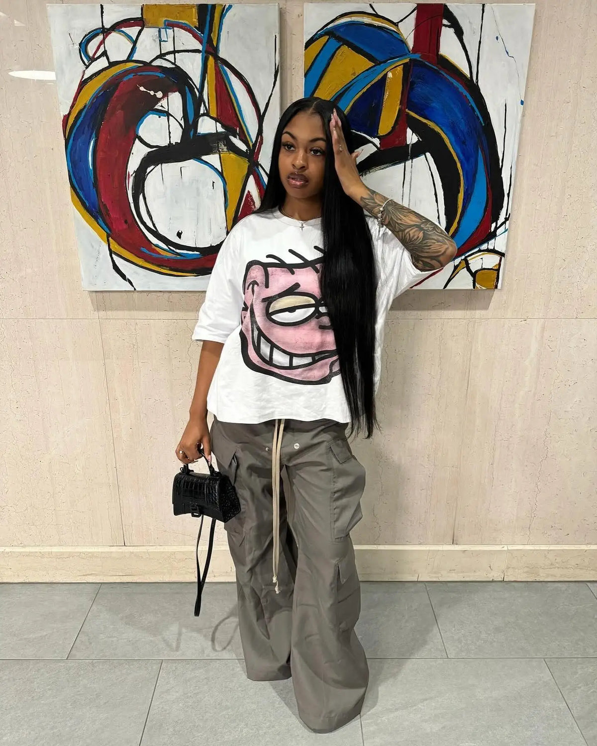 y2k Street Harajuku Fashion Big Head Pattern Printed Short Sleeve T-Shirt Women's 2024 Trendy Gothic Casual Loose Oversized Top Street King Limited