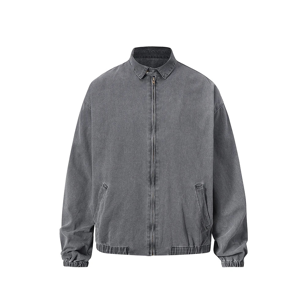 high street solid stand washed autumn jacket for men and women windbreaker baggy casual outwear coat oversized loose clothes minimalist street pants