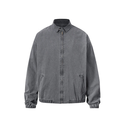 high street solid stand washed autumn jacket for men and women windbreaker baggy casual outwear coat oversized loose clothes minimalist street pants
